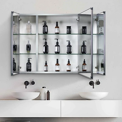 Simplie Fun 36x26" Aluminum Bathroom Cabinet: Recessed or Surface Mount