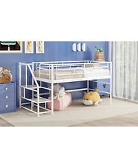 Streamdale Twin Loft Bed with Storage Stairs, Black