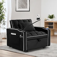 Streamdale Furniture 3-in-1 Convertible Sleeper Chair Bed with Usb Charging and Adjustable Backrest