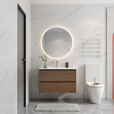 Streamdale 36" Wood Grain Vanity with Ceramic Sink & Soft-Close Drawers