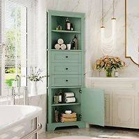 Streamdale Green Triangle Corner Cabinet with Adjustable Shelves & Drawers