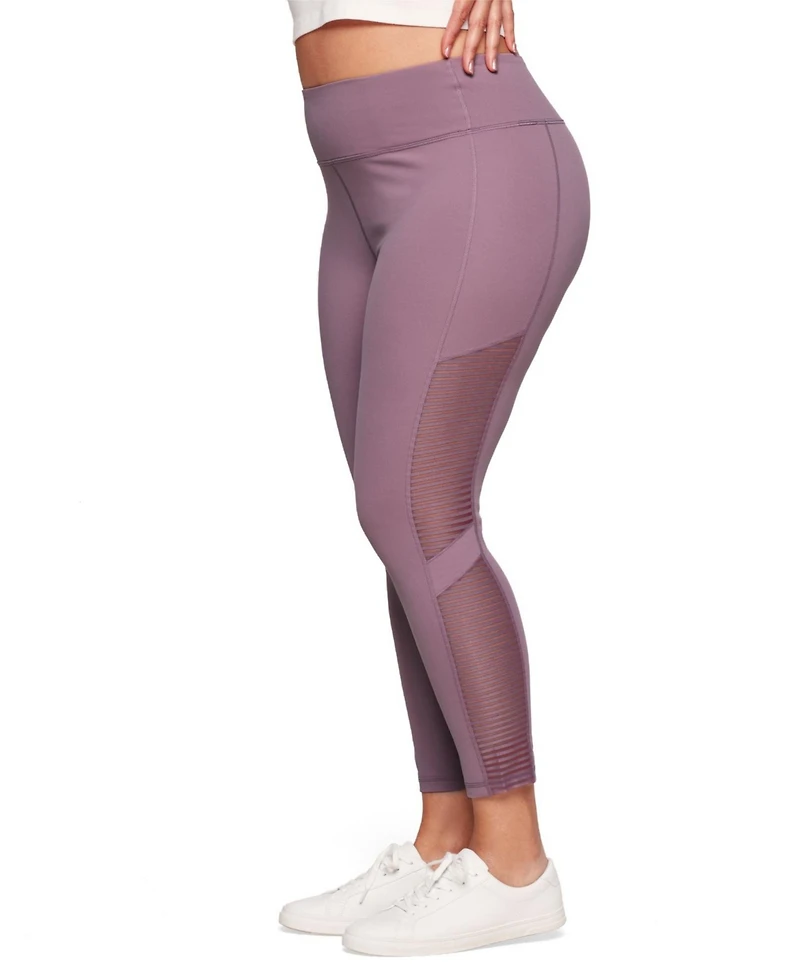 Adore Me Plus Size Cali Active 7/8 Legging With Striped Mesh
