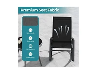 Slickblue 2 Pieces Patio Rocking Chairs Outdoor Sling Fabric Rockers with Ergonomic Backrest and Seat-Black