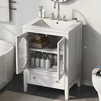 Streamdale 24" Bathroom Vanity with Sink, Drawer, Doors, Adjustable Shelf