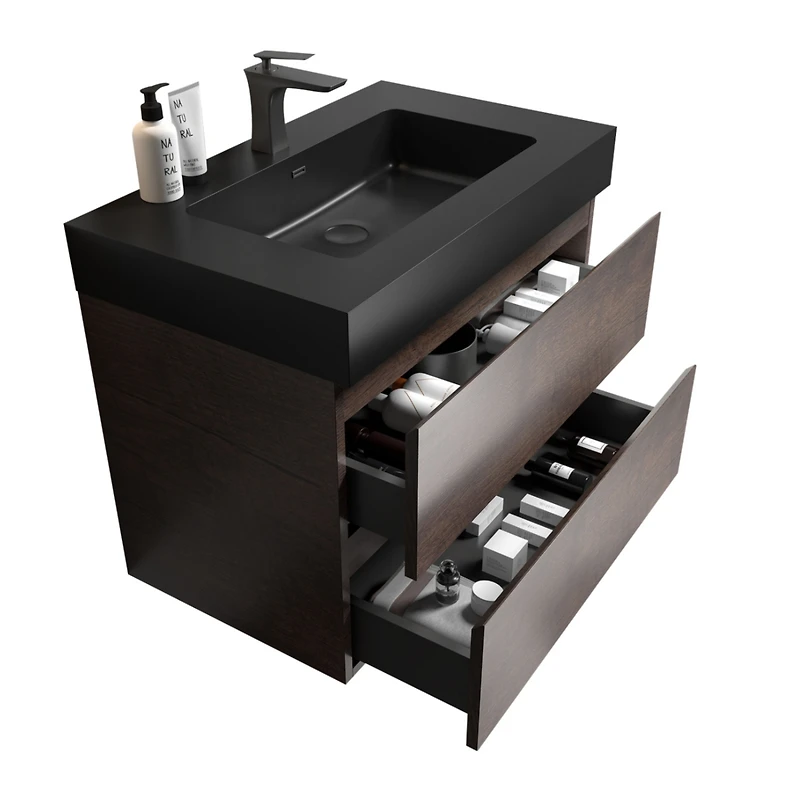 30" Rosewood Vanity w/ Sink & Storage