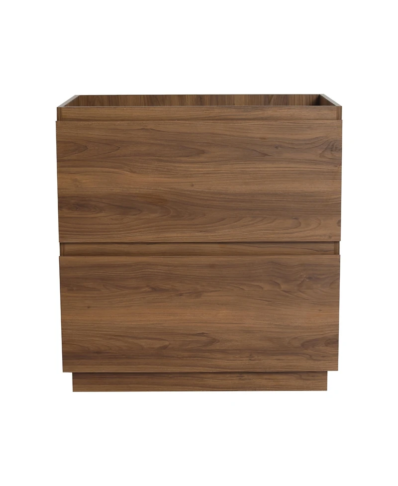 Streamdale Modern 30" Bathroom Vanity with Single Sink, Double Drawer, Brown