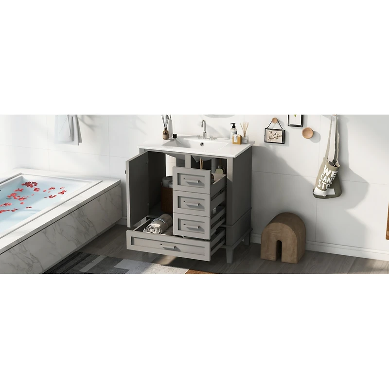 Streamdale 30" Modern Blue Bathroom Vanity with Sink and Storage
