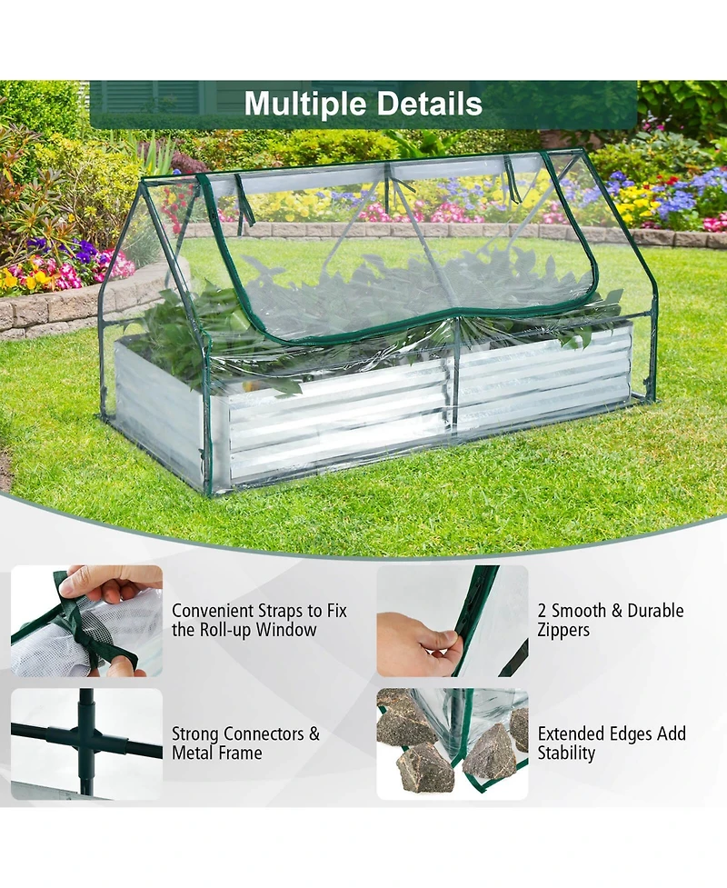 Slickblue Galvanized Raised Garden Bed with Greenhouse