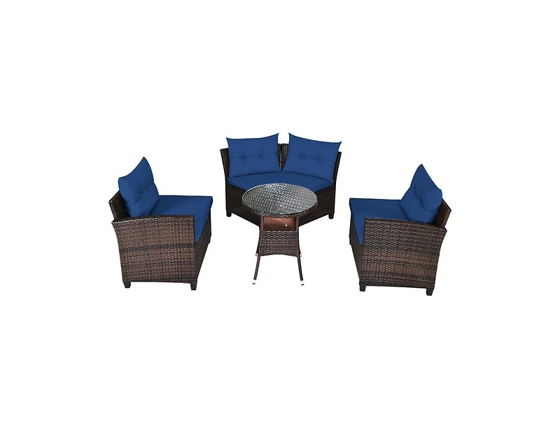 Slickblue 4 Pieces Outdoor Cushioned Rattan Furniture Set