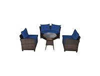 Slickblue 4 Pieces Outdoor Cushioned Rattan Furniture Set