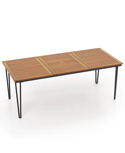 Slickblue 79 Inch 8-Person Outdoor Dining Table with 1.9 Inch Umbrella Hole