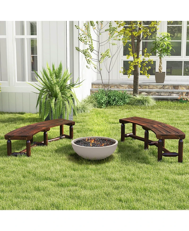 Slickblue Patio Curved Bench for Round Table Spacious and Slatted Seat