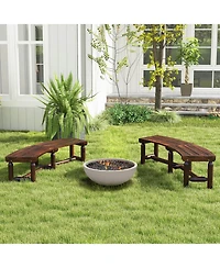 Slickblue Patio Curved Bench for Round Table Spacious and Slatted Seat