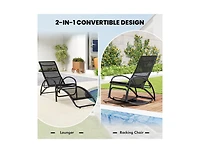 Slickblue 2-in-1 Outdoor Rocking Chair with 4-Position Adjustable Backrest for Patio Porch Poolside