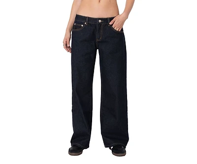 Edikted Women's Raelynn Washed Low Rise Jeans