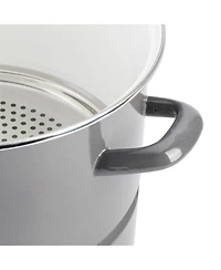 Kenmore Broadway 16-Quart Steamer Stock Pot - Graphite Grey