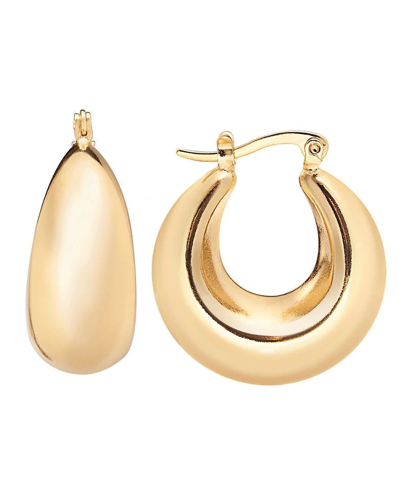 And Now This Silver Plated or 18k Gold Plated Brass Puff Hoop Earring