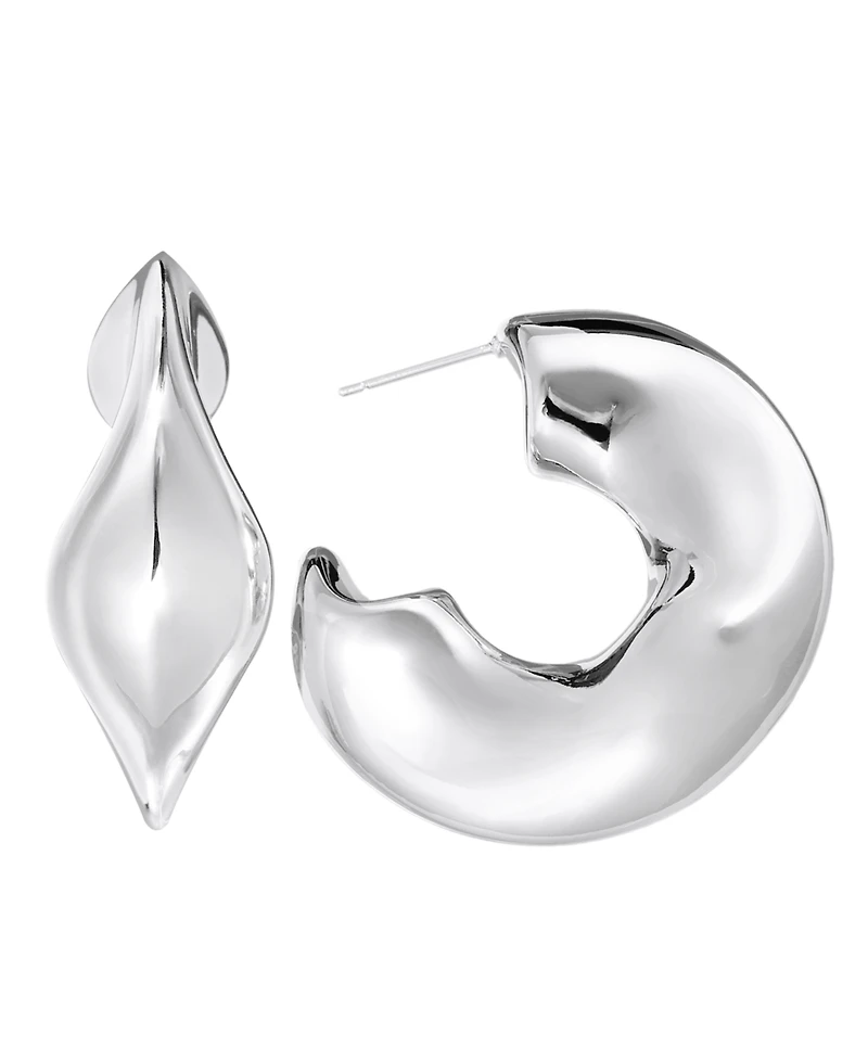 And Now This Silver Plated or 18k Gold Plated Brass Wavy C Hoop Earring