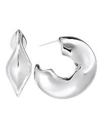 And Now This Silver Plated or 18k Gold Plated Brass Wavy C Hoop Earring