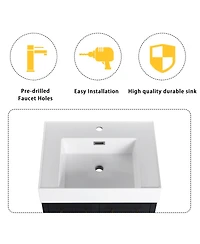Streamdale 24" Freestanding Vanity with Resin Sink, Soft-Close Door