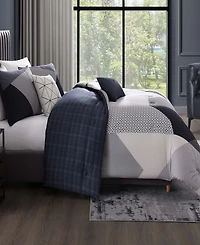 Bebejan Geo Fusion Bedding 200 Thread Count 100% Cotton Sateen 5 Piece Reversible King Comforter Set
