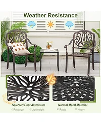 2 Pieces Patio Cast Aluminum Dining Chairs with Armrests