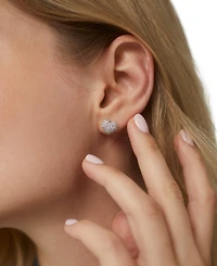 Eliot Danori Rhodium-Plated Pave Heart Stud Earrings, Created for Macy's