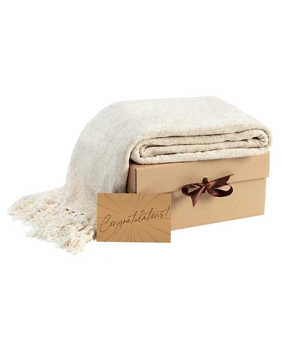 Chanasya Premium Thinking of You Gift Blanket Set - Soft & Plush Minky Throw with Card 50" x 65" Harmony Aubergine