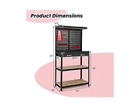 Tool Storage Workbench with Pegboard 14 Hanging Accessories for Garage