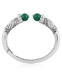American West Jewelry Sterling Silver Malachite Gemstone Hinged Cuff Bracelet Size Medium