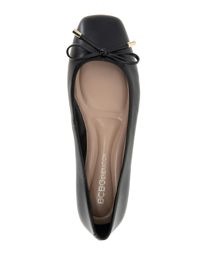 BCBGeneration Women's Hartly Square Toe Bow Ballet Flats