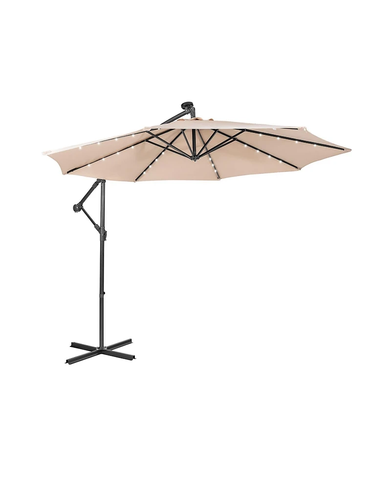 Patio Solar Powered Cantilever Umbrella with Tilting System