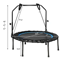 Slickblue 40 Inch Foldable Fitness Rebounder with Resistance Bands Adjustable Home