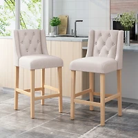 Streamdale Vienna Tufted Wingback Counter Stools, Set Of 2, Light Blue