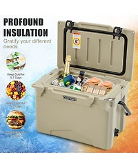 Slickblue 25 Qt Hard Cooler with Aluminum Handle and Integrated Cup Holders