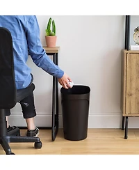 Iris Usa 6 Gallon / 24 Quart Plastic Wastebasket Trash Cans for Home, Office, Bedroom, Bathroom, Made with Recycled Materials, Black, 2-Pack