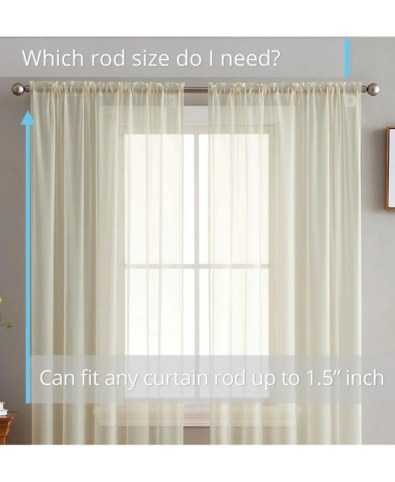 Hlc.me 2 Pack Sheer Voile Window Curtain Sheer Panels