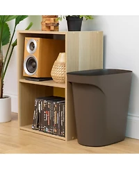 Iris Usa 6 Gallon / 24 Quart Plastic Wastebasket Trash Cans for Home, Office, Bedroom, Bathroom, Brown, 3-Pack