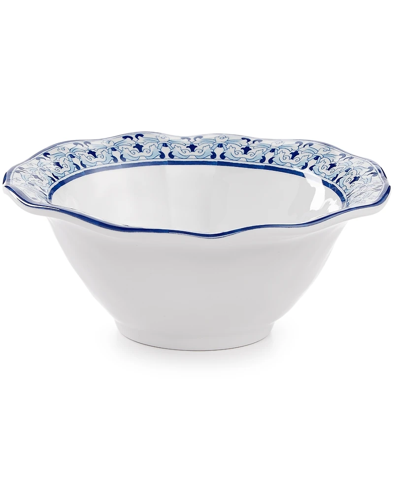 Q Squared Talavera Azul Melamine 6.5" Cereal Bowl, Set of 4