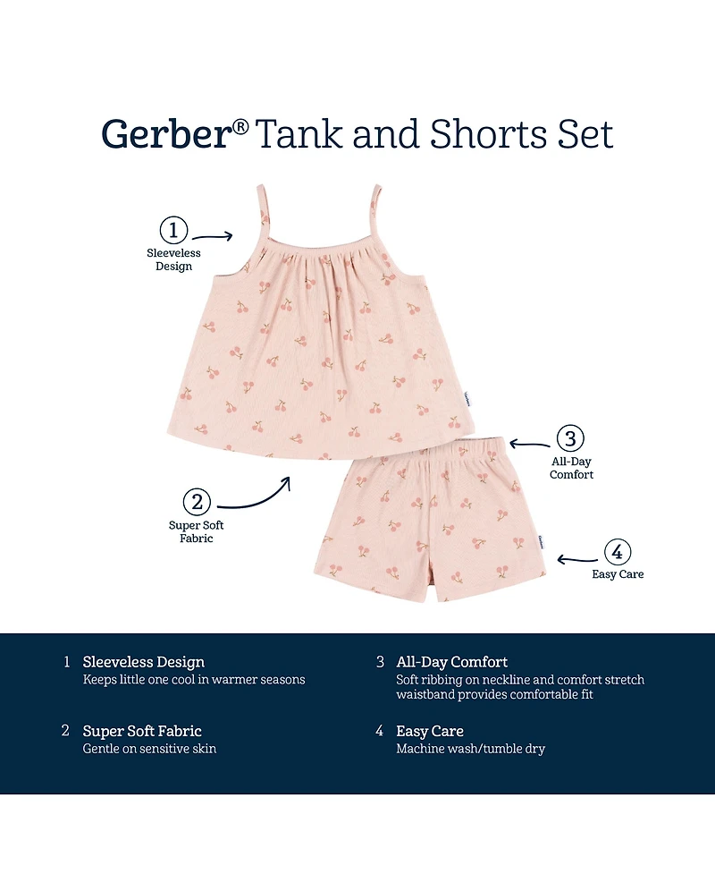 Gerber Toddler Girls Shirt and Shorts Set, 2 Piece