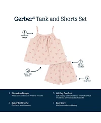Gerber Toddler Girls Shirt and Shorts Set, 2 Piece