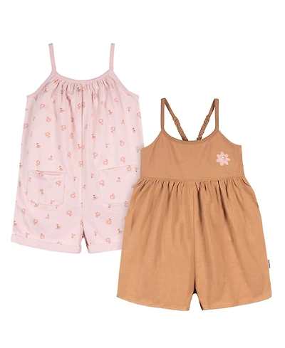Gerber Baby Girls Sleeveless Romper Jumpsuit, 2 Pack