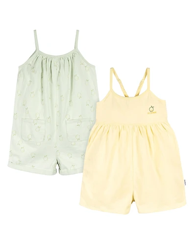Gerber Baby Girls Baby Baby Sleeveless Romper Jumpsuit, 2 Pack