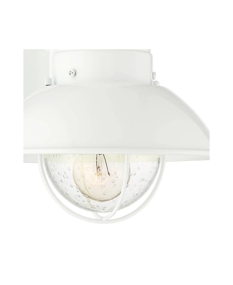 John Timberland Oberlin Rustic Industrial Farmhouse Outdoor Barn Light Fixture White Dusk to Dawn Motion Sensor 9" Clear Seedy Glass for Exterior