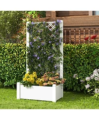 Slickblue Outdoor Planter Box Self-Watering Raised Garden Bed Trellis with Water Level Indicator