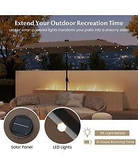 Double-sided Patio Umbrella with Solar Lights for Garden Pool Backyard