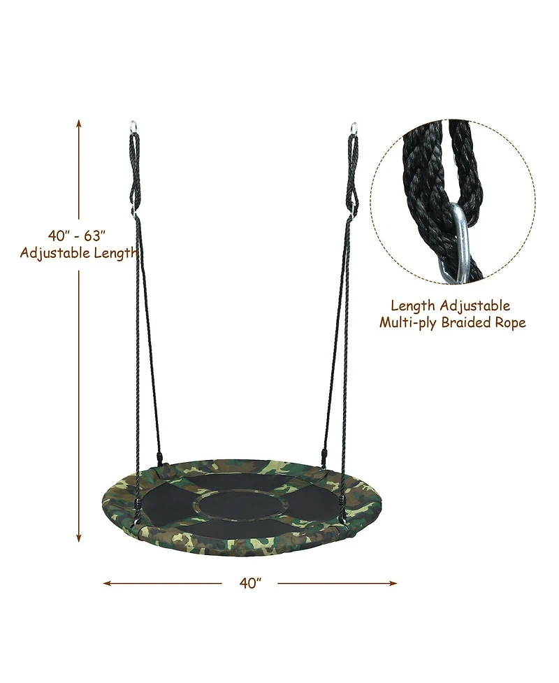 Slickblue 40 Inch Flying Saucer Tree Swing Outdoor Play Set with Adjustable Ropes Gift for Kids