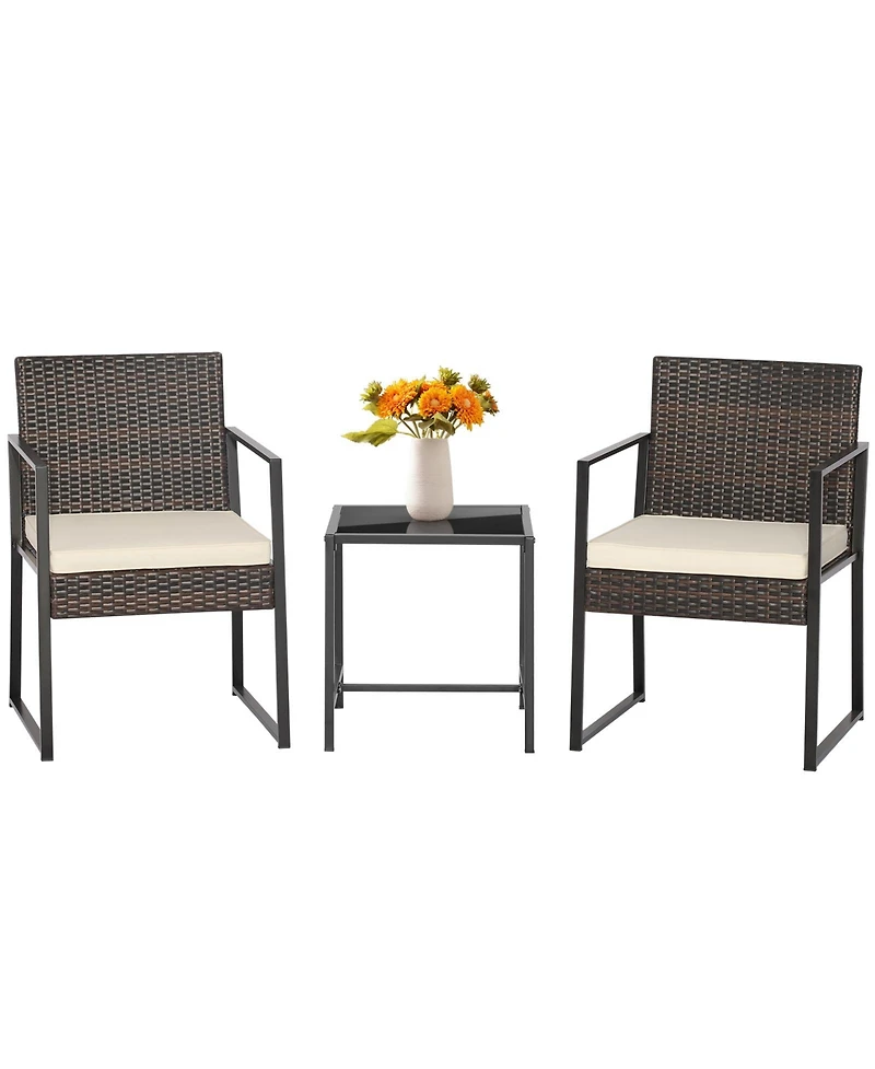 Skonyon 3 Pieces Modern Heavy Duty Patio Furniture Set with Coffee Table