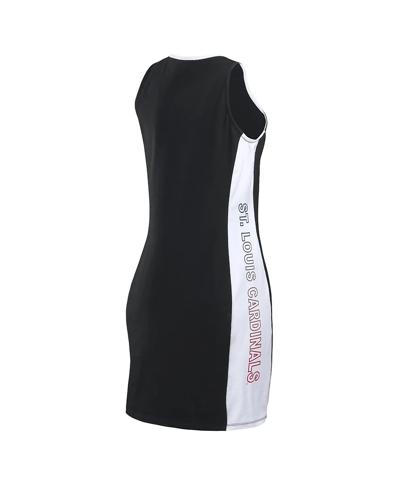 Wear by Erin Andrews Women's Black St. Louis Cardinals Colorblock Quarter-Zip Sleeveless Dress