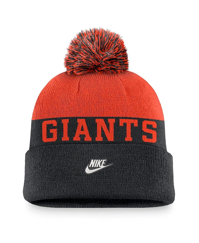 Nike Men's Black San Francisco Giants Rewind Peak Cuffed Knit Hat with Pom